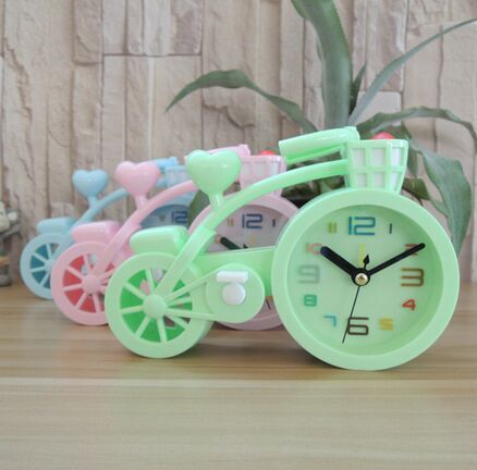安安家 创意学生懒人床头闹钟 欧式自行车设计个性卡通钟表时钟