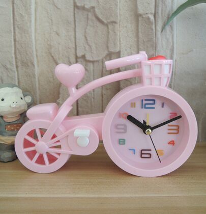 安安家 创意学生懒人床头闹钟 欧式自行车设计个性卡通钟表时钟