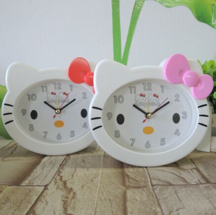 独特创意KT猫床头闹钟 可爱卡通闹钟 叫醒钟 懒人钟学生钟