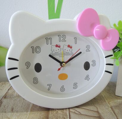 独特创意KT猫床头闹钟 可爱卡通闹钟 叫醒钟 懒人钟学生钟