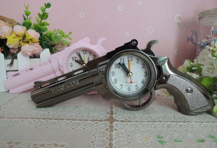 独家设计手枪式闹钟时钟 摆台式时钟 闹铃 时尚礼物