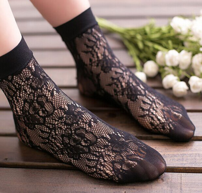 性感镂空复古超薄提花短袜