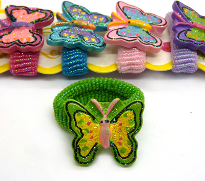 6支装树脂蝴蝶结发圈 发绳 皮筋