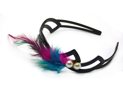 时尚百搭新款双层羽毛珍珠搭配发箍头箍发饰