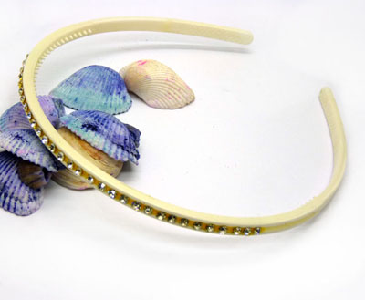 韩国摔不断牛筋树脂带齿发箍头箍发卡头饰品～镶嵌水钻发箍