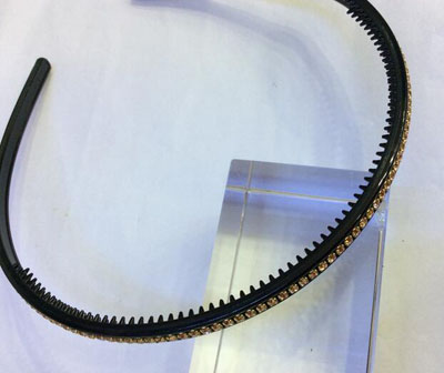 韩国摔不断牛筋树脂带齿发箍头箍发卡头饰品～镶嵌水钻发箍