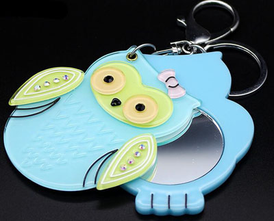 全网最低价金属卡通钥匙扣 带镜子多种卡通创意钥匙链