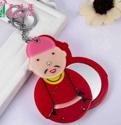 全网最低价金属卡通钥匙扣 带镜子多种卡通创意钥匙链