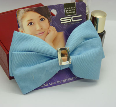 全新时尚蝴蝶结发夹 热销经典布艺水晶夹 特价批发！！！