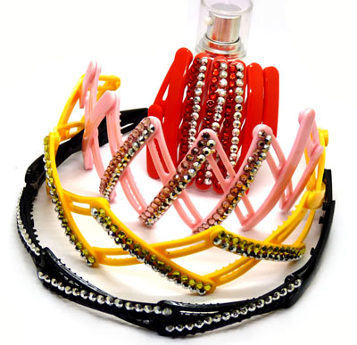 火爆镶钻折叠发卡 伸缩发箍 便携发卡厂家批发全网首款