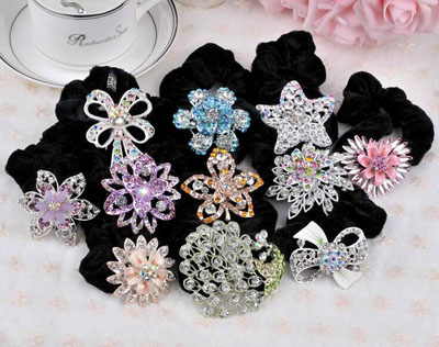 全新设计发圈头饰 多款钻石松紧发圈 批发