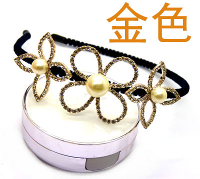 新款高档发箍 镶钻加珍珠花瓣设计 淑女必备 厂家直批