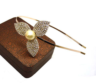 新款高档发箍 镶钻加珍珠花瓣设计 淑女必备 厂家直批