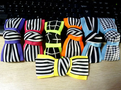 时尚条纹蝴蝶结发夹 精品发饰