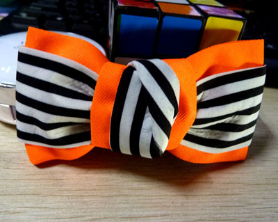 时尚条纹蝴蝶结发夹 精品发饰