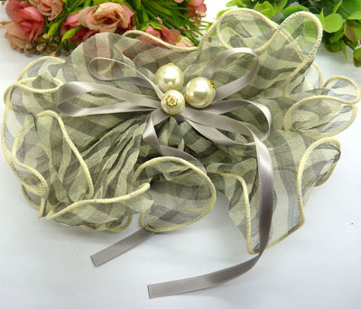 新款发夹 纱布仿花 珍珠装饰发夹发饰批发