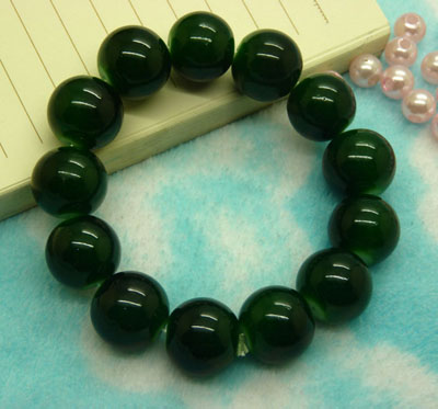 14mm高仿翡翠手链 水晶珠手链 手饰批发