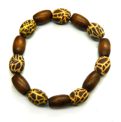 时尚豹纹珠+实木珠手链 个性手链手饰批发