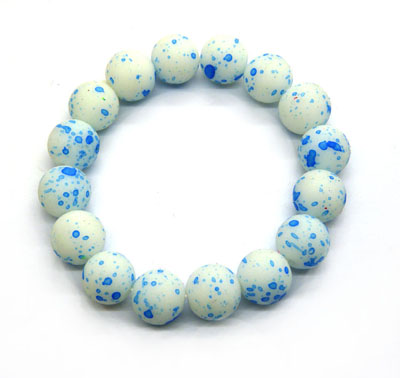 25号10mm印花植绒仿玉石手链