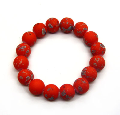 25号10mm印花植绒仿玉石手链