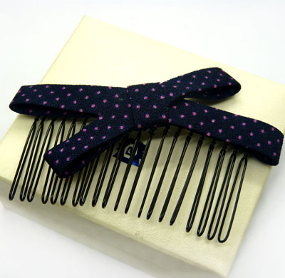 火爆款蝴蝶结手工缎带发梳 20齿盘发梳