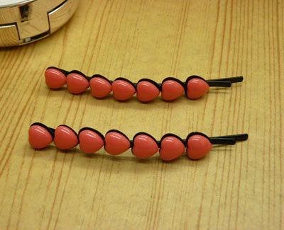 全网最低价批发正品（梦之恋）新款火爆一字豆豆对夹 爱心对夹发饰批发（大号）