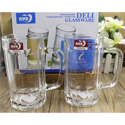 ZB02-400全新加厚青苹果带把玻璃杯