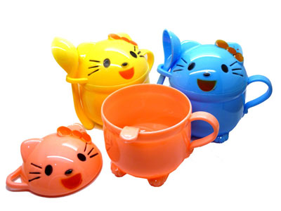 2036 厂家直销 卡通带勺儿童簌口杯	