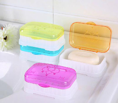 新款无毒无异味创意旅行透明皇冠沥水带盖香皂盒