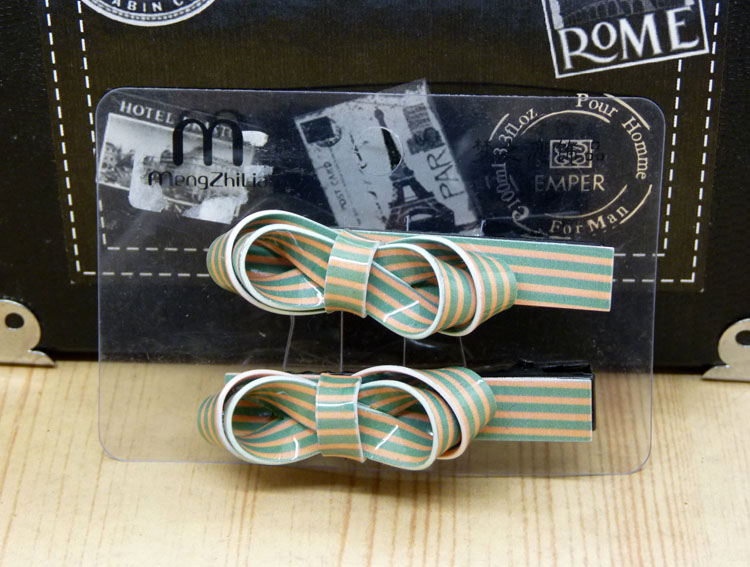 ☆☆一对装☆☆新款正品梦之恋发夹 蝴蝶结条纹压夹