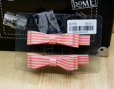 ☆☆一对装☆☆新款正品梦之恋发夹 蝴蝶结条纹压夹