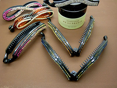 欧美发饰 超美水钻发夹 高档合金镶钻水晶香蕉满钻马尾夹