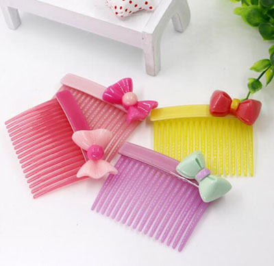 地球最低价韩版儿童发饰 树脂蝴蝶结发梳 插梳 儿童头饰