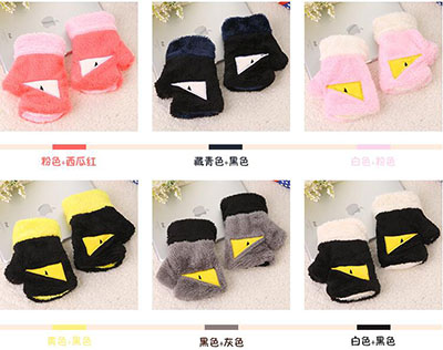 新款韩版冬季保暖萌萌的卡通创意小怪兽手套