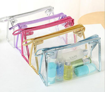 22*15cm欧美时尚带镜子化妆品包 透明pvc收纳包女士旅行防水洗漱包