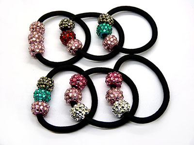  厂家直销 欧美范高弹力镶彩钻发绳发圈 水钻头绳皮筋
