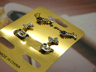 批发韩式耳钉海豚 小鱼 蝴蝶结合金耳钉三件套