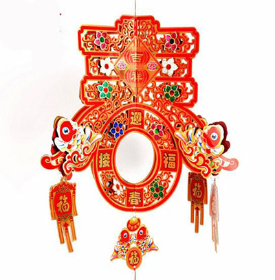 最低价批发新年挂件立体四面接福迎春宫灯春节新年装饰品挂饰