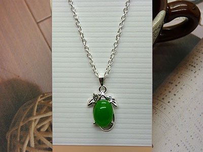 批发项链饰品 高档女式镶嵌仿绿玛瑙宝石锁骨项链