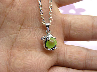 时尚流行海豚之恋项链 保色猫眼玉石项链