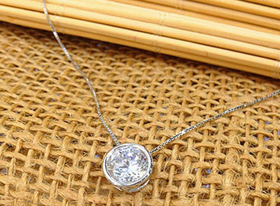 韩版韩式新款时尚单钻项链 合金锆石锁骨链女银饰