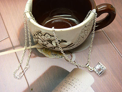 韩版韩式新款时尚单钻项链 合金锆石锁骨链女银饰