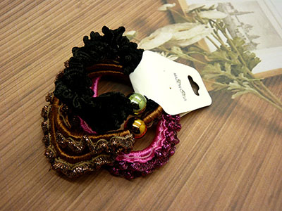 厂家直销3支装韩国发饰镶金边布艺发绳发圈皮筋