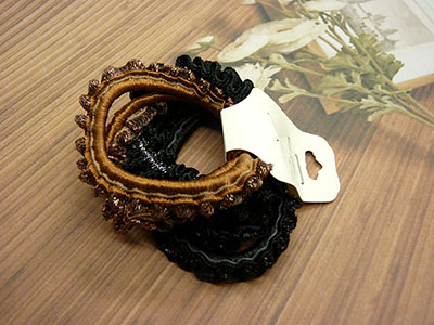 厂家直销3支装韩国发饰镶金边布艺发绳发圈皮筋