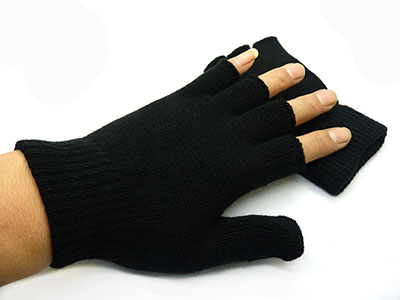 冬季男女士针织羊绒保暖4半指手套  魔术手套