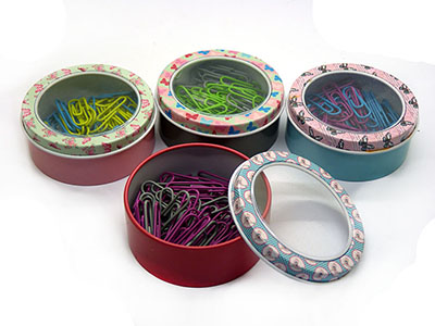 厂家特卖铁盒套装彩色60只装回形针 金属曲别针