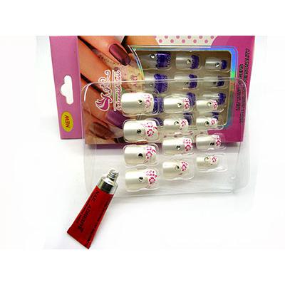 特价12片装法式持久韩国新娘假指甲贴片防水美甲手甲片成品短款带钻NO.930