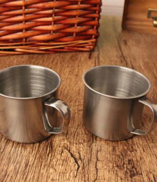 全网最低价2个装不锈钢口杯家用小酒杯儿童水杯带柄小汤杯