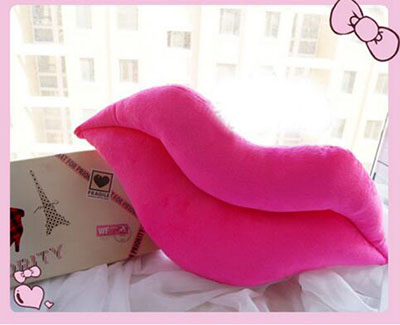 全网最低价布艺毛绒玩具性感粉唇抱枕双面嘴唇靠垫腰枕