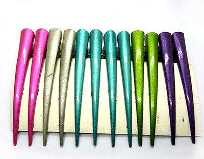 厂家直销混款美发不锈钢彩色鸭嘴夹 金属分夹子 鹤嘴夹